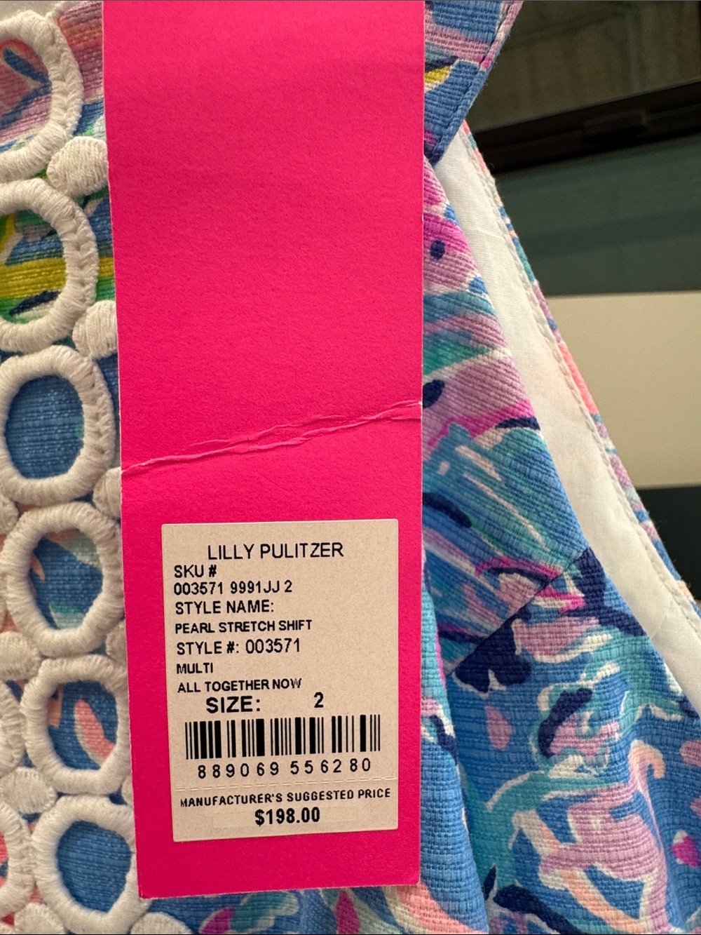 Lilly Pulitzer Multi-Color Floral Pearl Shift with White Crochet - Picture 2 of 3